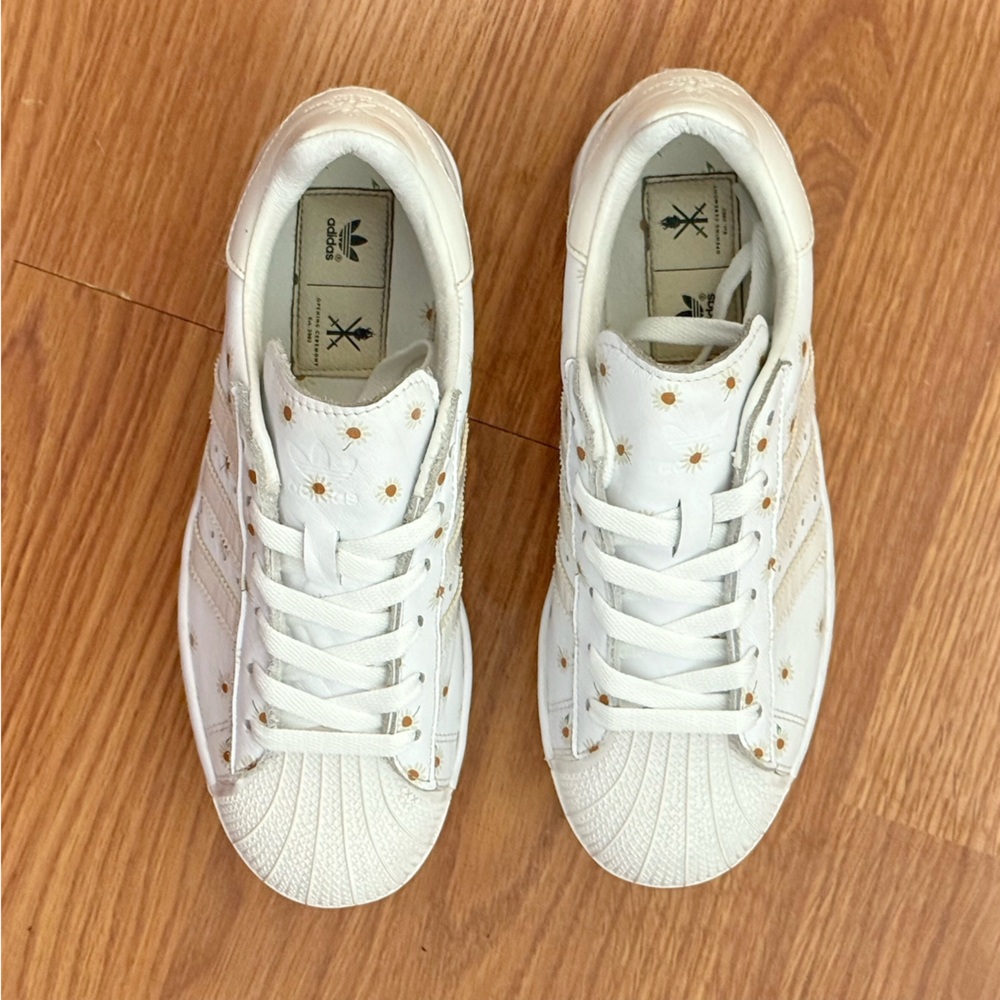 ADIDAS OPENING CEREMONY WHITE LEATHER FLORAL PRINT PLATFORM SNEAKERS SHOES - Picture 2 of 10